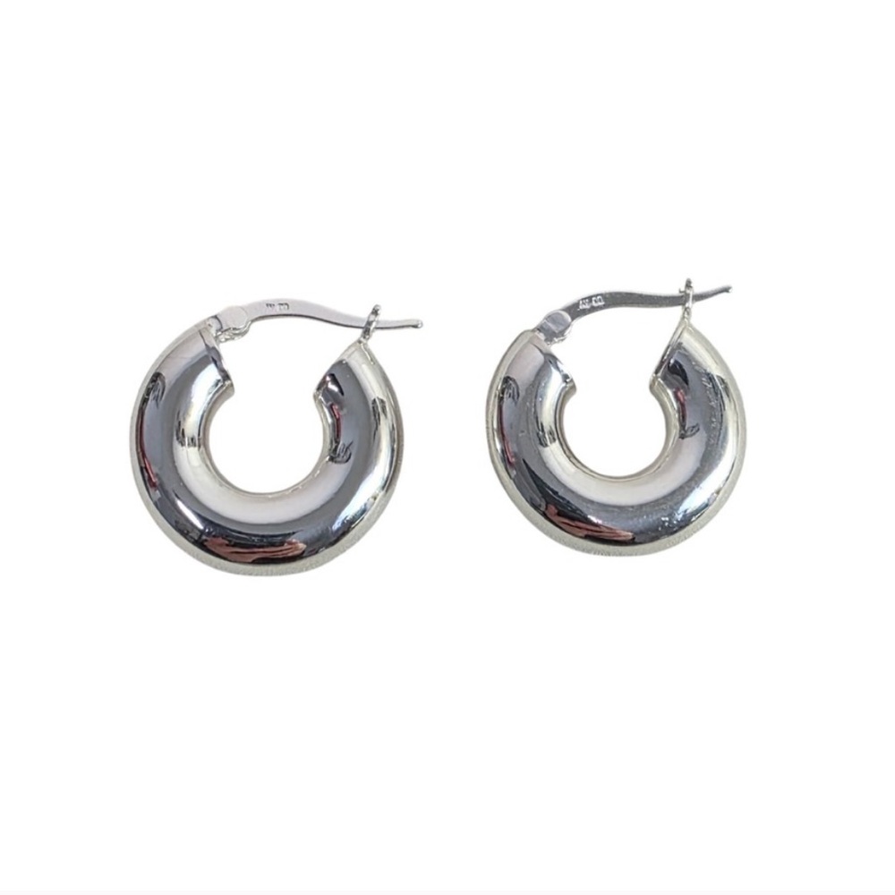 Chunky Dome Hoop Earrings Sterling Silver 925 Lightweight Statement